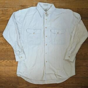 1990s Van Heusen 417 Pale Blue Cotton Oversized Button Down Shirt Vintage L/XL